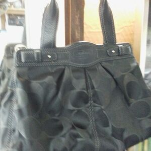 Coach Black Shoulder Bag with Signature Pleated Design